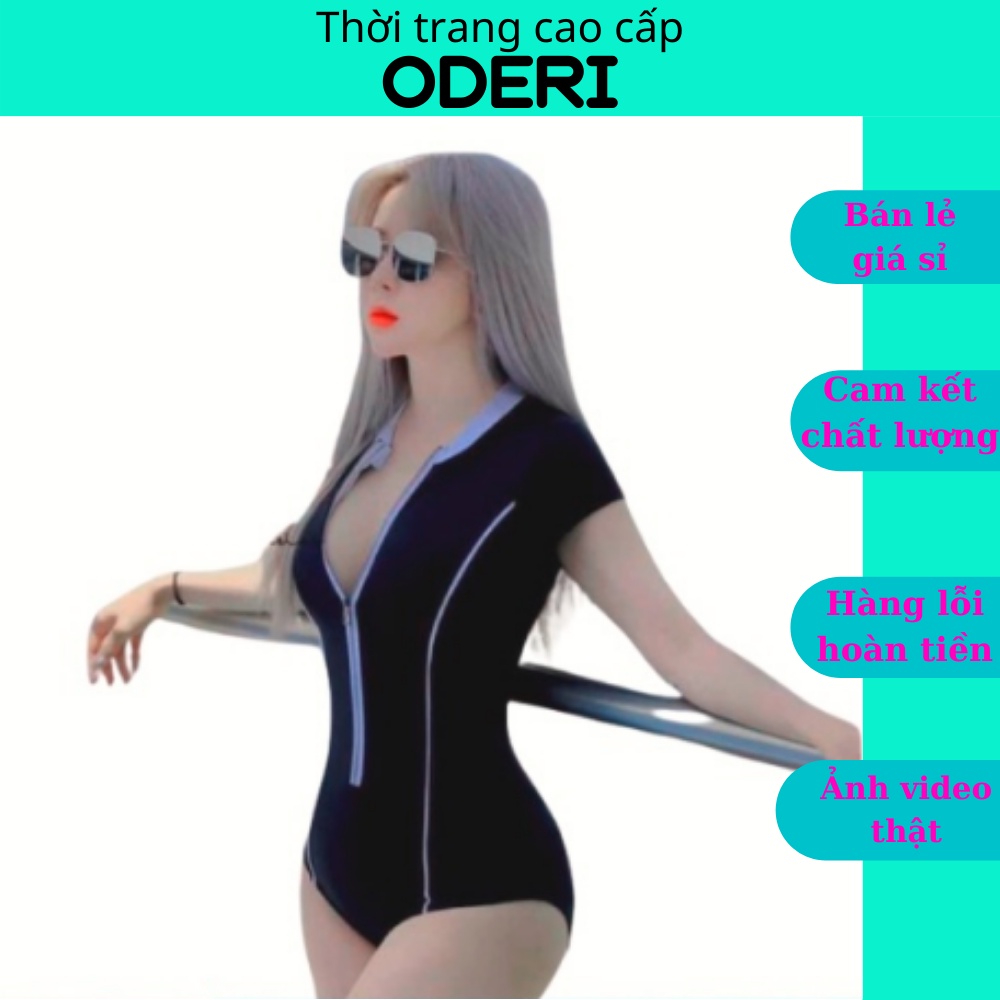 Bikini, Đồ Bơi Đi Biển Một Mảnh Tay Ngắn Khóa Kéo DÁNG TAM GIÁC Rẻ Đẹp ODERI LT-002