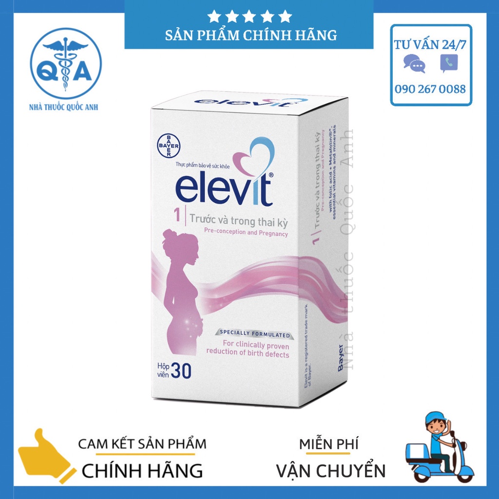 [CHÍNH HÃNG] Elevit Pháp Hộp 30v - Vitamin tổng hợp cho phụ nữ chuẩn bị mang thai, đang mang thai và cho con bú