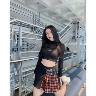 Chân váy nữa bên caro đỏ Natthy Style
