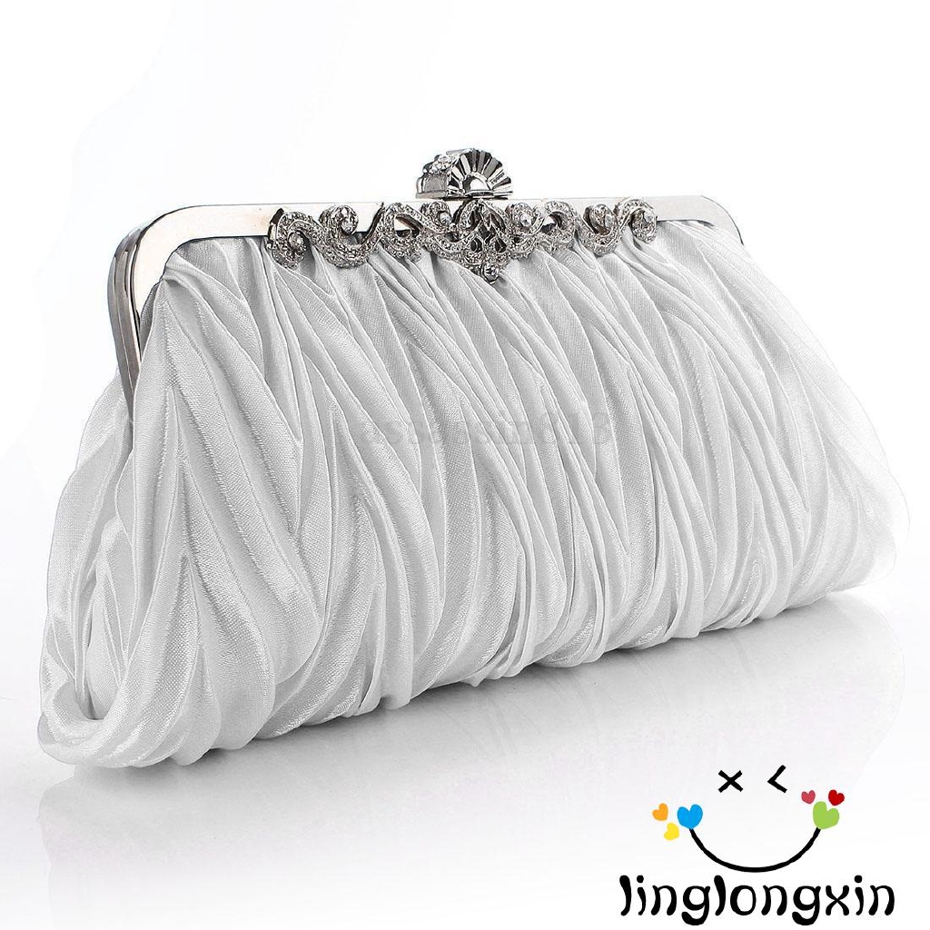 Ví Cầm Tay Đính Đá Vải Satin Bóng Lgx-Purse Cho Nữ