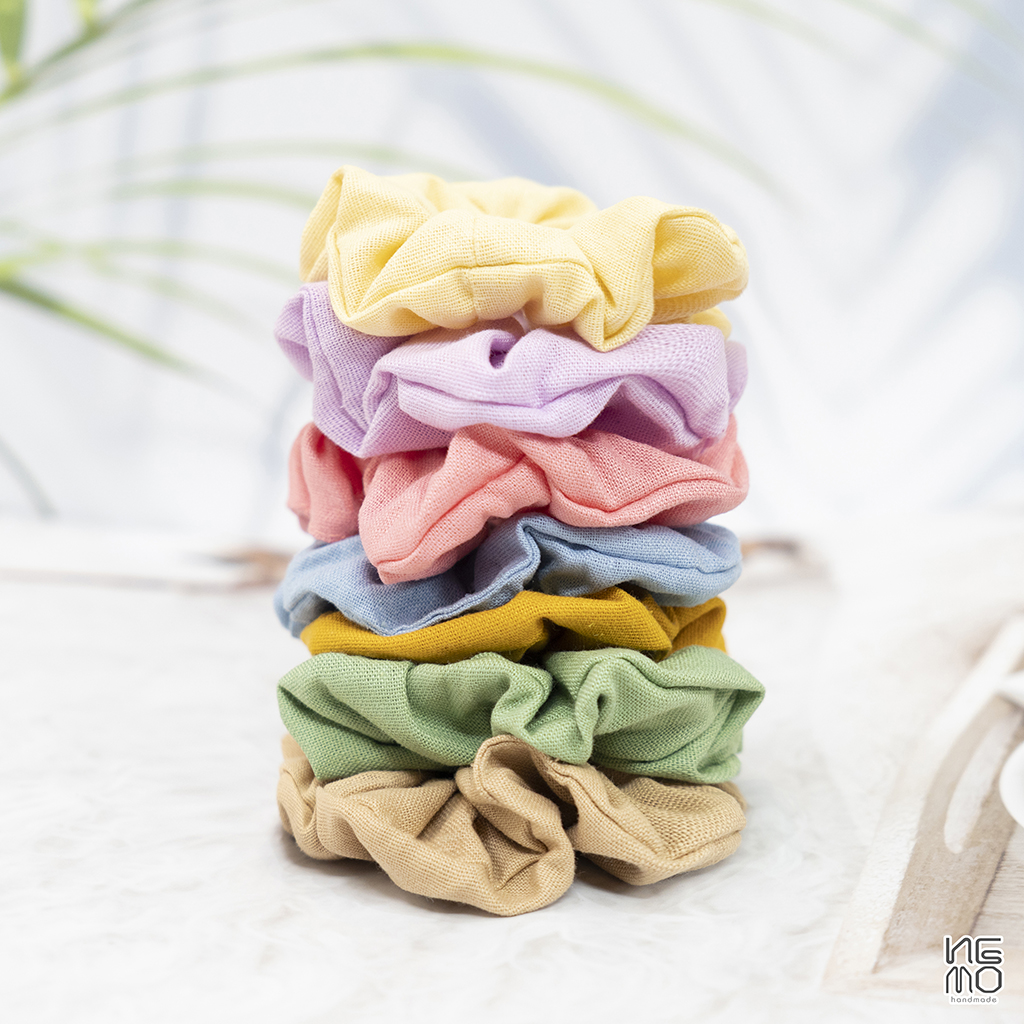 Cột tóc Scrunchies Linen Màu Hàn Quốc Cực Xinh Có Nhiều Màu Nemo Handmade - SL7M