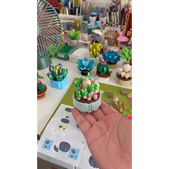 Lego lắp ráp Chậu Sen Đá, Xương rồng.