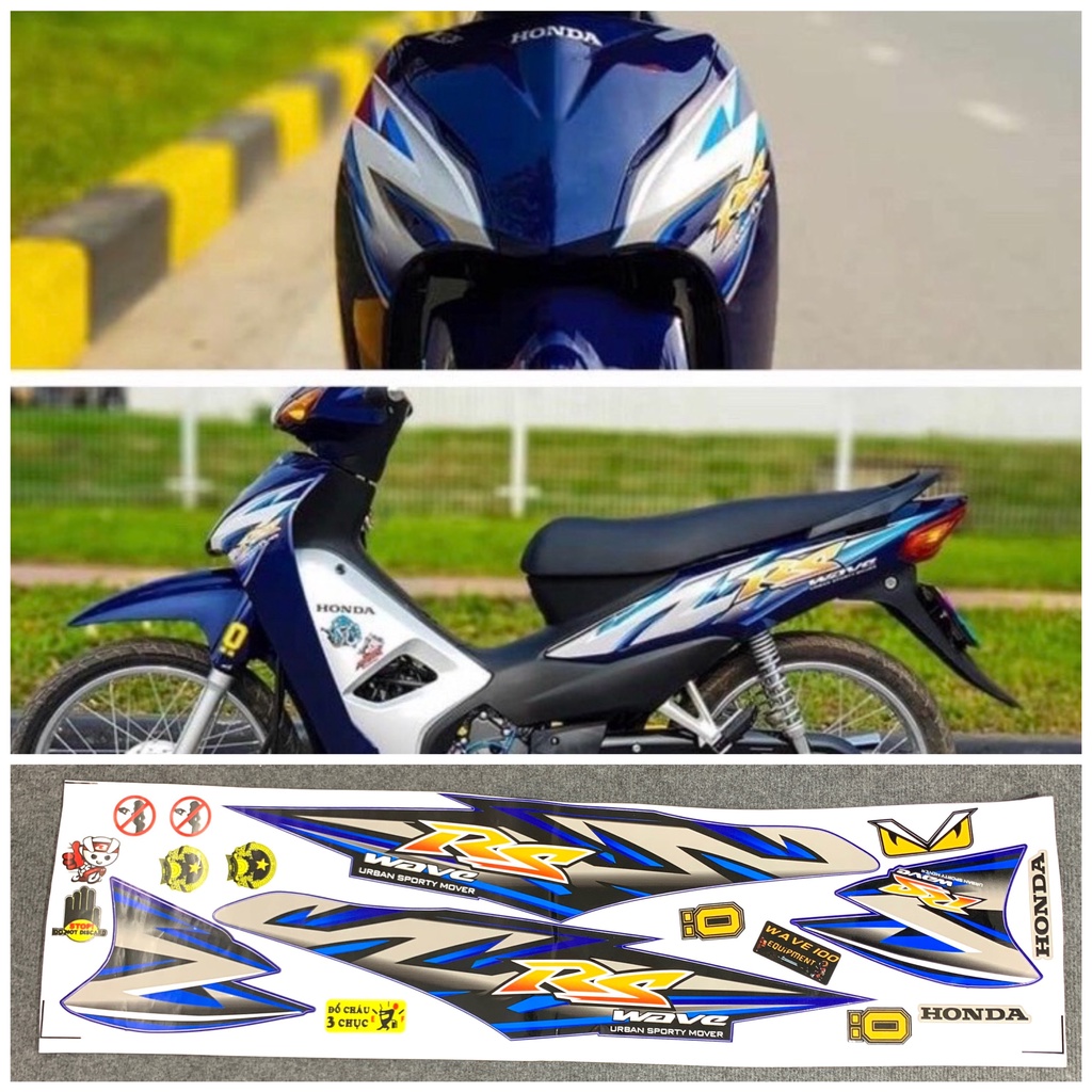 Tem Rời Wave A, RS 50cc-100cc 110cc Xanh Xám-Ảnh Thật
