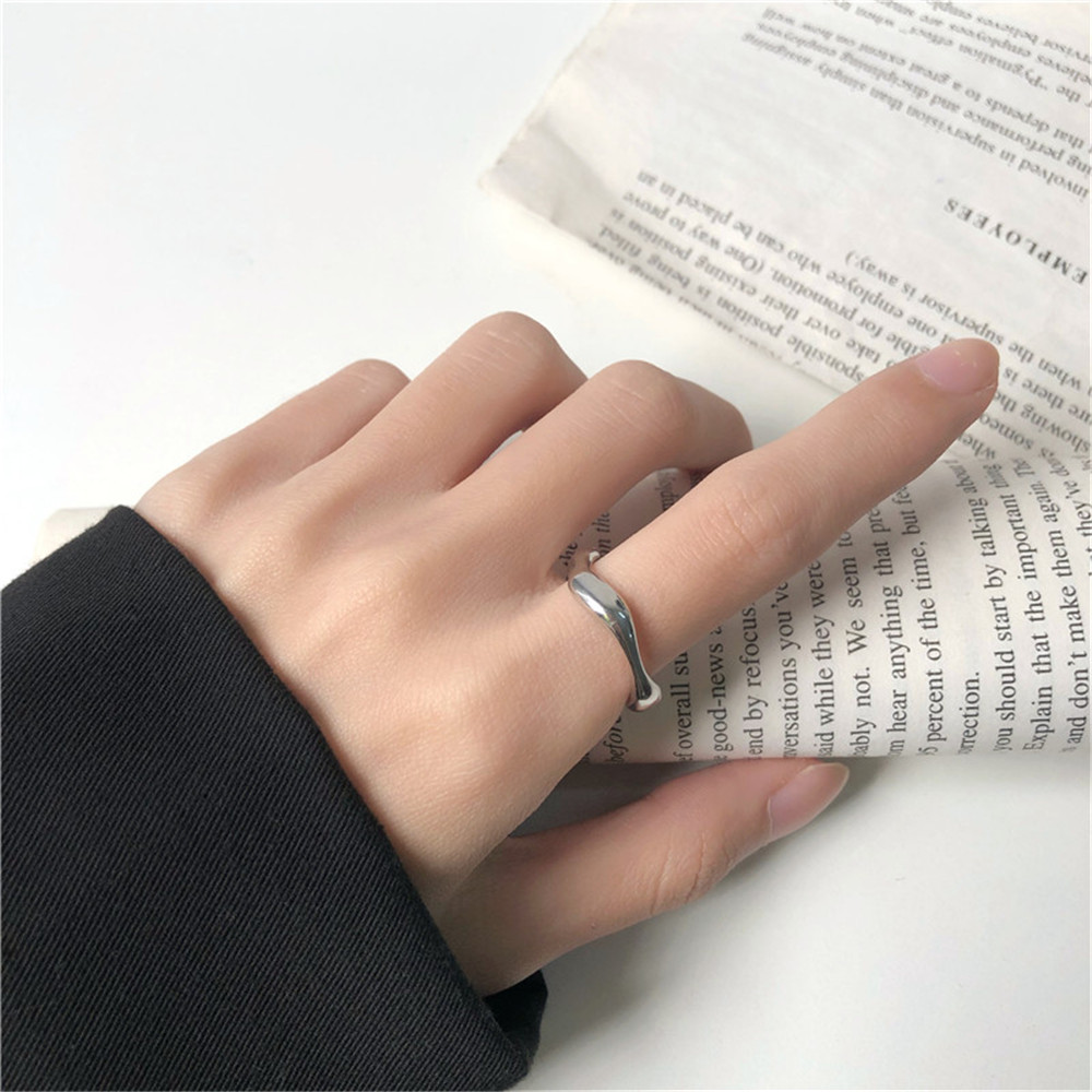 【COD】Nhẫn kiểu cổ gợn sóng phong cách Hàn Quốc thiết kế thời trang đơn giản