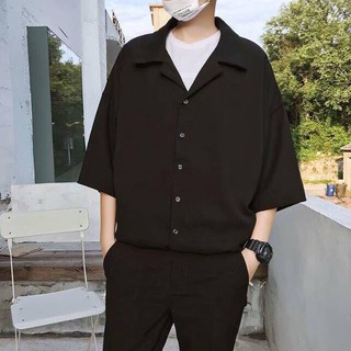 Áo sơ mi somi Unisex QS00005-VET ĐEN TAY NGẮN