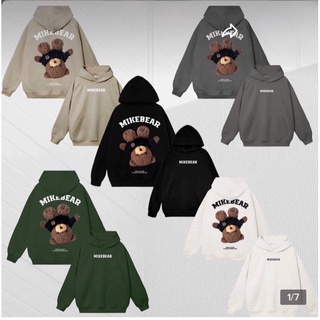 Áo Hoodie zip/trơn Mikenco MikeBear Gấu Ngược chất nỉ bông không xù siêu ấm, Áo Hoodie Unisex Nam Nữ