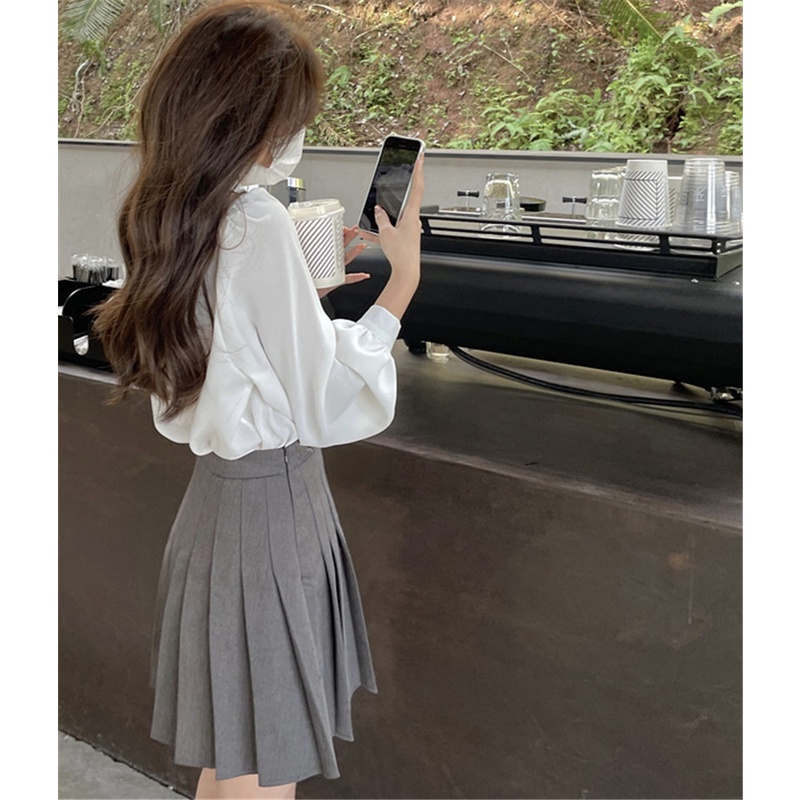 Áo Sơ Mi Trắng Tay Dài Thắt Nơ Phong Cách Pháp Thời Trang Cho Nữ