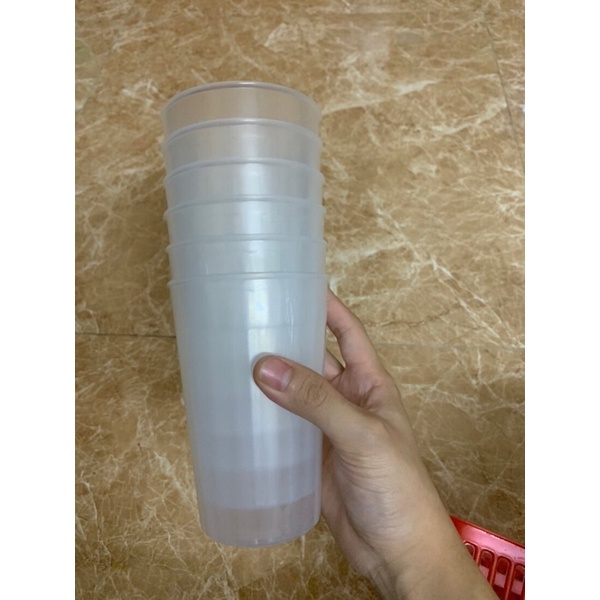 Cốc nhựa trắng sọc uống nước uống bia uống nước mía loại đẹp