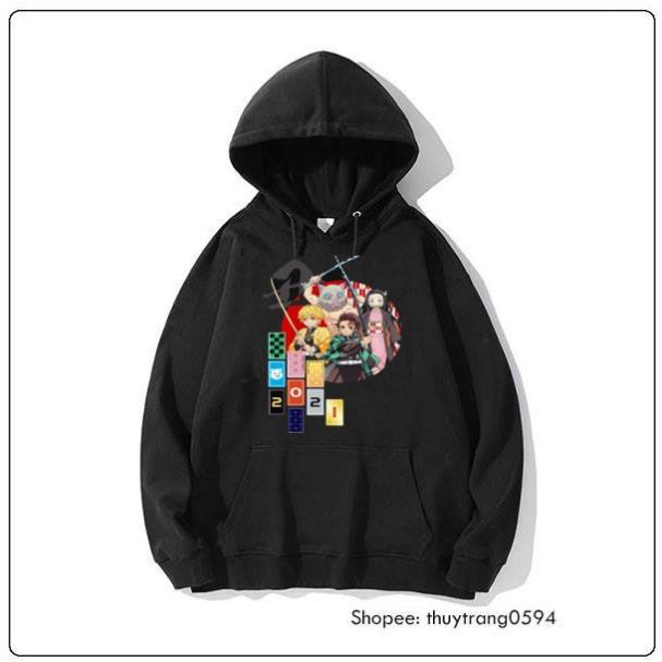 SIÊU RẺ - Áo Hoodie Kimetsu no Yaiba Tanjirou Zenitsu Tết 2021 màu đen và trắng / có size trẻ em