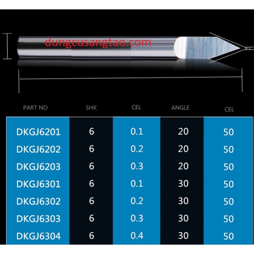 Dao CNC V6 wood khắc gỗ, nhựa cán 6mm