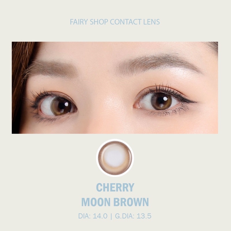 Kính Áp tròng Cherry Moon Brown 14.0mm  - Lens Phủ Bóng Glowy FAIRY SHOP CONTACT LENS - Lens Trăng Khuyết