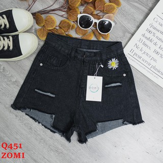Quần short jean đen rách hoa cúc cực xinh ZOMI Q451