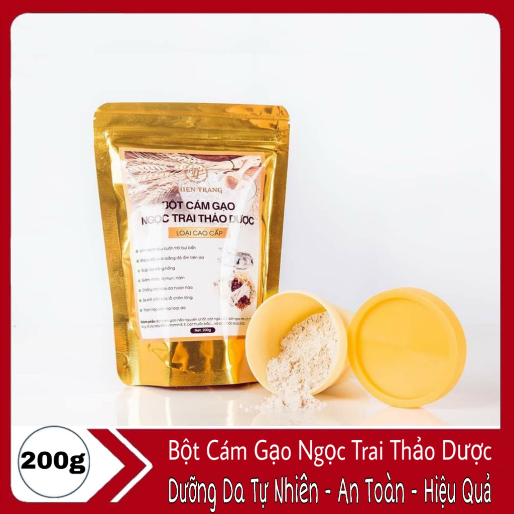 Bột Cám Gạo Ngọc Trai Thảo Dược HANDMADE - Dưỡng Da Tự Nhiên - An Toàn - Hiệu Quả 200g [ TẶNG HŨ ĐỰNG ]