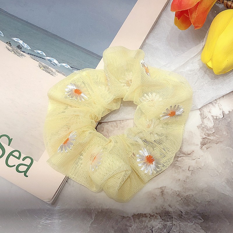 Dây buộc tóc thêu họa tiết hoa cúc đáng yêu | BigBuy360 - bigbuy360.vn