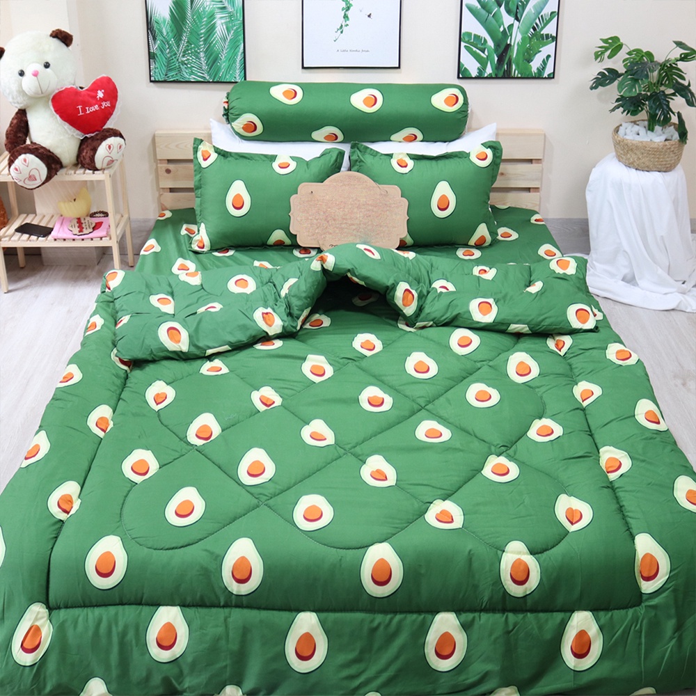 [CHĂN PHAO]  Set 5 Bộ Chăn Ga Gối poly [Siêu Đẹp Siêu Ấm] [ 1 Chăn phao + 1 Bộ Ga chun Vỏ gối nằm + 1 Vỏ gối ôm ]