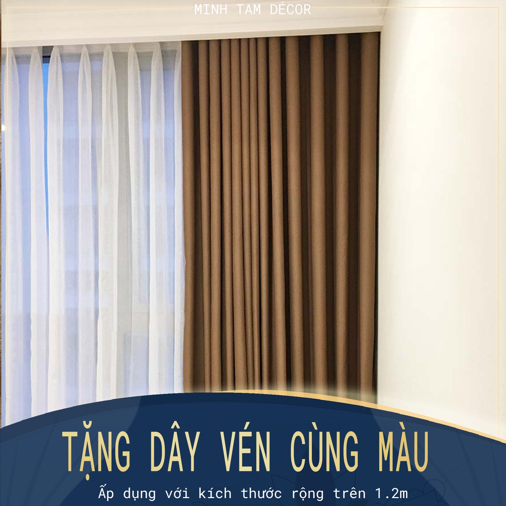 Rèm cửa sổ Minh Tâm cản nắng , cách nhiệt, kiểu dáng ore, rèm dán tường - Màu nâu nhạt ( Kích thước rộng)