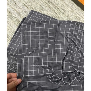 Bộ vỏ chăn ga gối - Poly kẻ gingham đen xám
