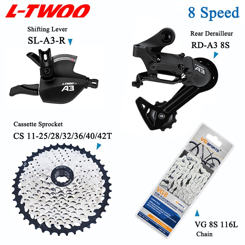 Bộ Cần Sang Số 8 Tốc Độ Otwoo-A3-1X8S  VG cassette 25T-42T-VG 8S Cho Xe Đạp Leo Núi