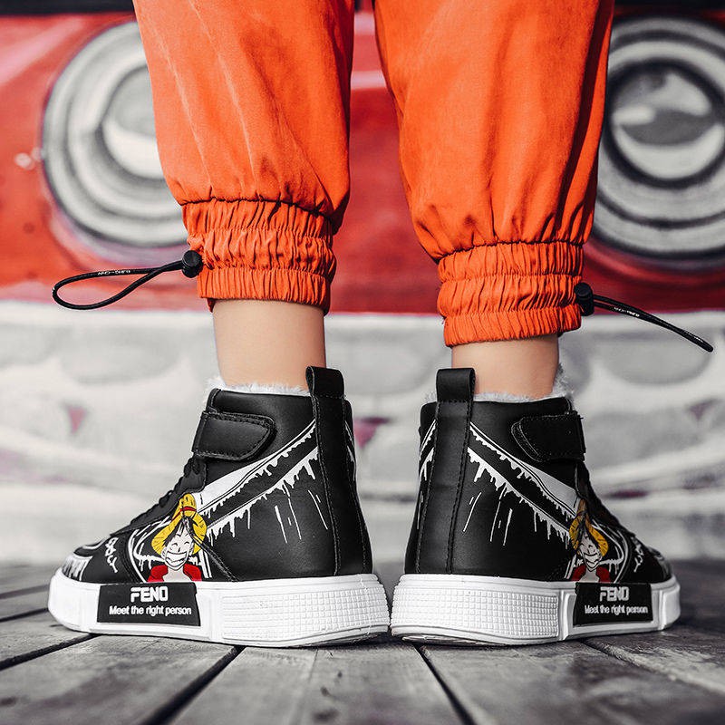 One Piece High Top Graffiti Plus Velvet giày nam | BigBuy360 - bigbuy360.vn