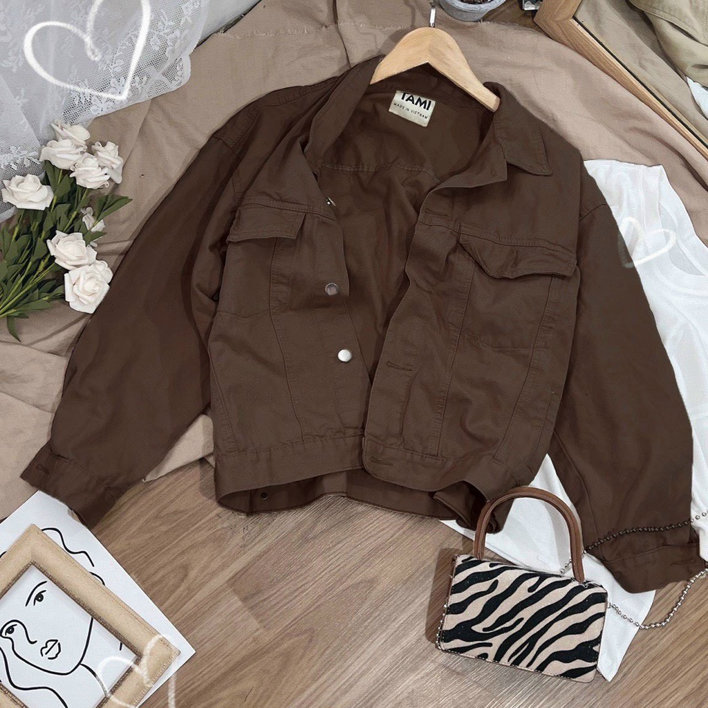 Áo khoác kaki nữ form rộng, áo khoác cặp nam nữ unisex kiểu túi hộp thời trang bigsize 2KJean