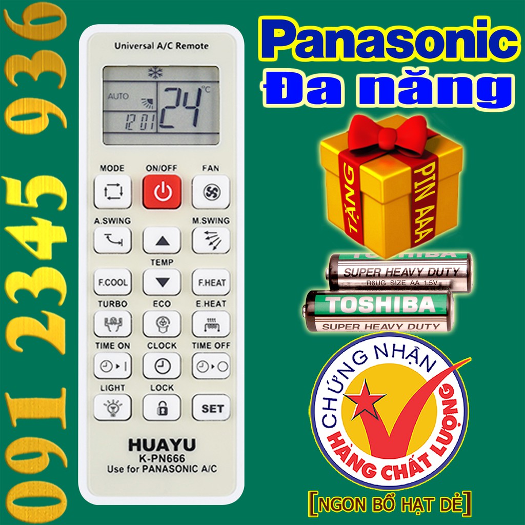 Điều khiển Panasonic "Đa Năng" HUAYU + "HÀNG ĐẸP" cho điều hòa