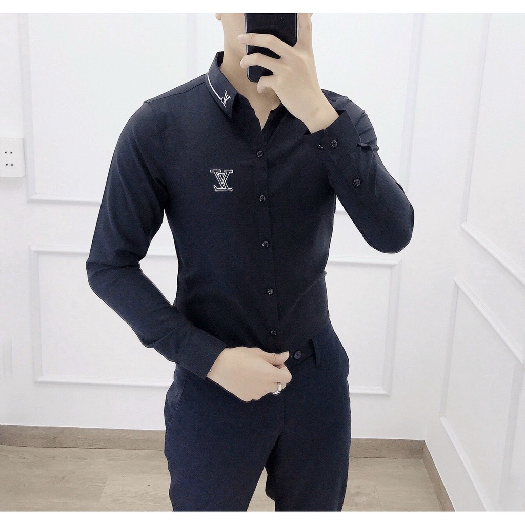 Áo Sơ Mi Nam Thêu Họa Tiết Cổ Bẻ Dài Tay Chất Lụa Cao Cấp - BÁN HÀNG CÓ TÂM
