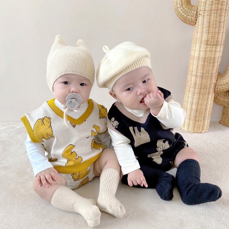 Áo gile len phong cách hàn quốc cho bé trai bé gái chất len dày đẹp hàng quảng châu