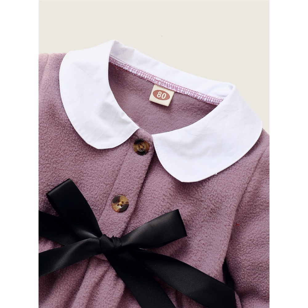 Đầm MIKRDOO dáng chữ A tay dài cổ peter pan dễ thương dành cho bé gái 0-2 tuổi