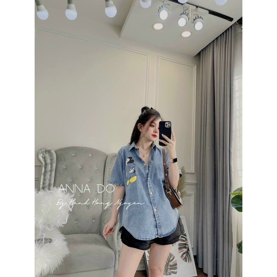 Áo sơ mi jean chuột túi n y xinh xắn form rộng h