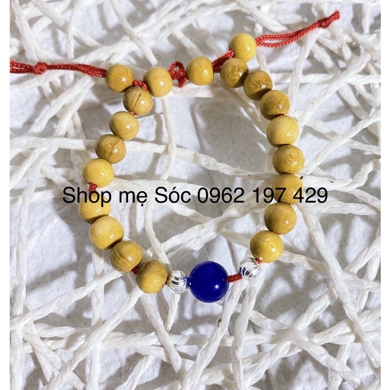 Vòng dâu tằm mix hạt bạc 925 và hạt phong thủy, kèm túi zip, có giấy dán kèm cho bé