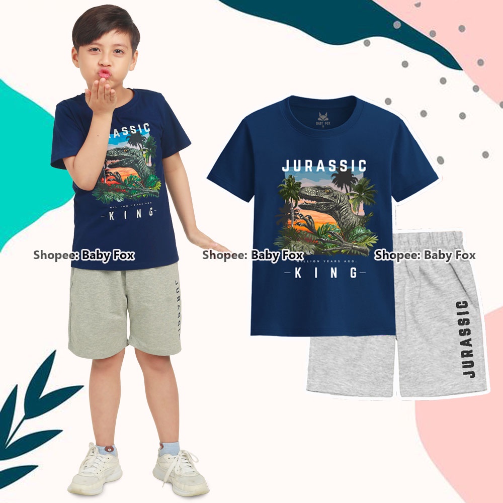 Bộ thun bé trai 100% cotton loại tốt, thương hiệu BABY FOX, hình khủng long, size 10-55 kg c