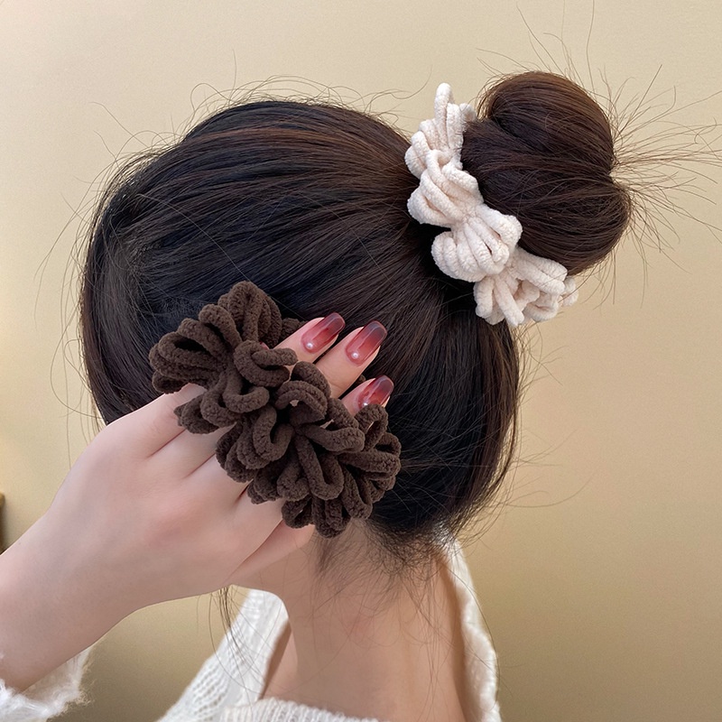 [Mã FAMARAL1 giảm 10K đơn 50K]Dây buộc tóc scrunchies phong cách hàn quốc, dây chun cột tóc màu nâu, đen, trắng