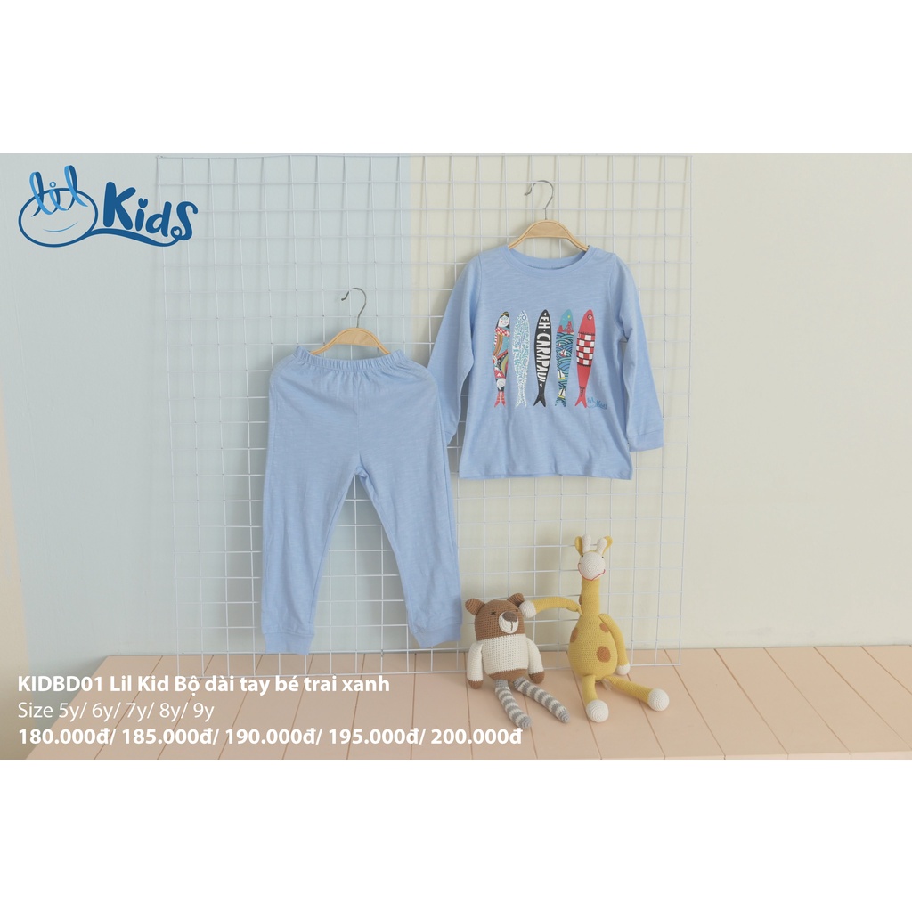 Bộ quần áo dài tay kid cho bé gái và bé trai từ 5y đến 9y little love (KIDBD01)