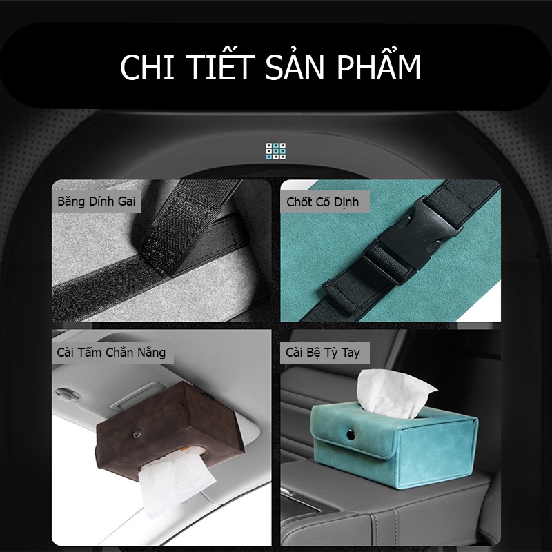 Hộp Đựng Khăn Giấy Trên Ô Tô Cao Cấp Sang Trọng Tặng Kèm Khăn Giấy Trong Hộp