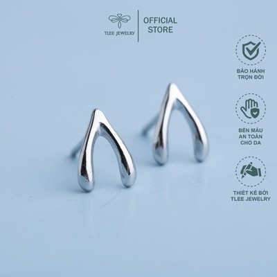 Khuyên tai bạc nữ TLEE sừng hươu mini basic B0105