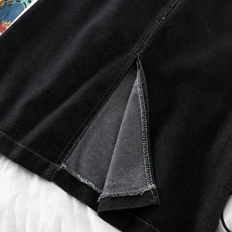 NUZIRO  Chân váy jean  dáng chữ A phong cách Hàn Quốc cho nữ