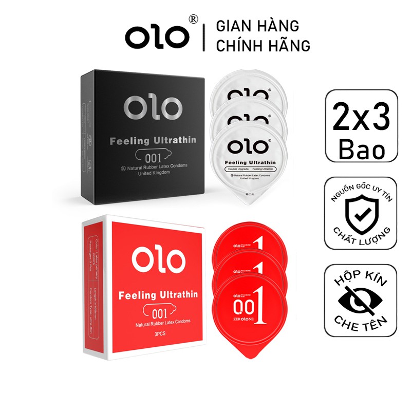 BCS Combo 2 hộp Bao Cao Su Siêu Mỏng OLO 001 Feeling Ultralthin và Bao Cao Su Siêu Mỏng Làm Ấm OLO 001 Feeling Ultrathin