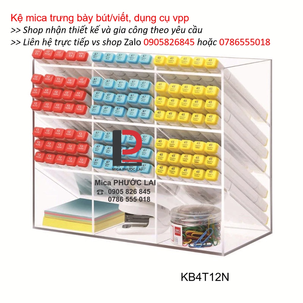 Kệ mica trưng bày bút/ viết, dụng cụ vpp