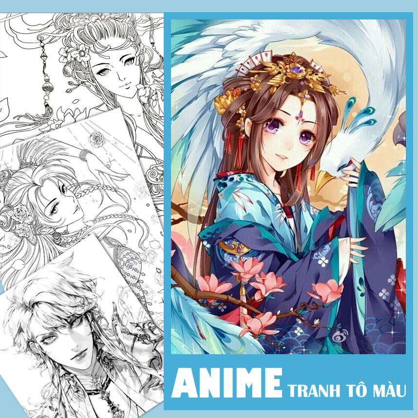 Tranh tô màu Anime khổ A4 (10 - 50 tranh được chọn mẫu) - Dành cho những bạn trẻ yêu thích nghệ thuật và sáng tạo