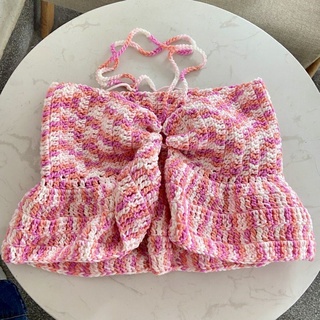 Áo croptop len đan móc