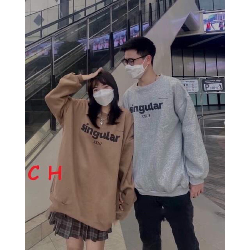 Áo Sweater cổ tròn Sing form rộng UlzzangChất nỉ cotton đẹp Không Bai xù⚡️Áo mùa đông ấm áp Unisex nam nữ