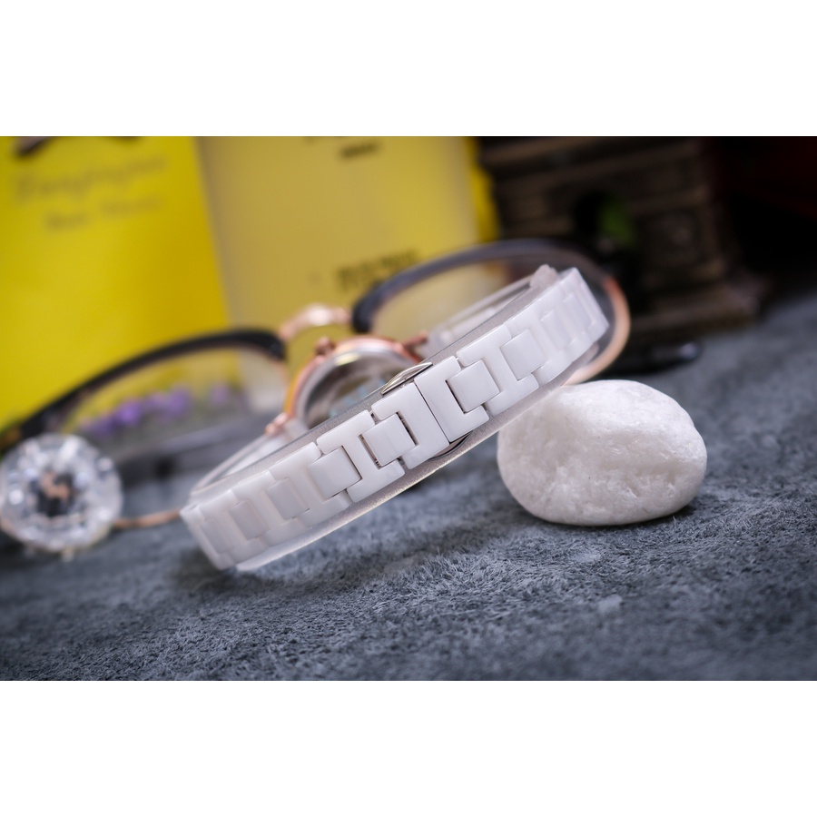 Đồng Hồ Nữ JS-062A Julius Star đá Ceramic Trắng