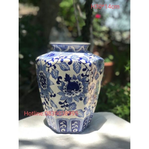 Bình Hoa vẽ Băng  Sen H30Cm Gốm Bát Tràng .