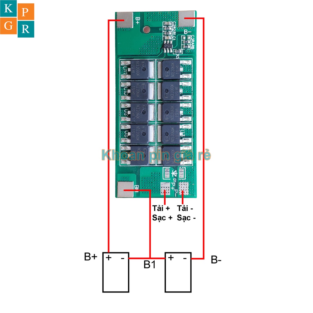 KPGR Mạch 2S 7.4V 25A BW bảo vệ pin Li-ion 3.7V