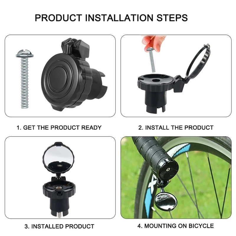 Gương chiếu hậu xe đạp leo núi xoay được 360 độ gấp lại được mặt lồi gắn tay lái mini
