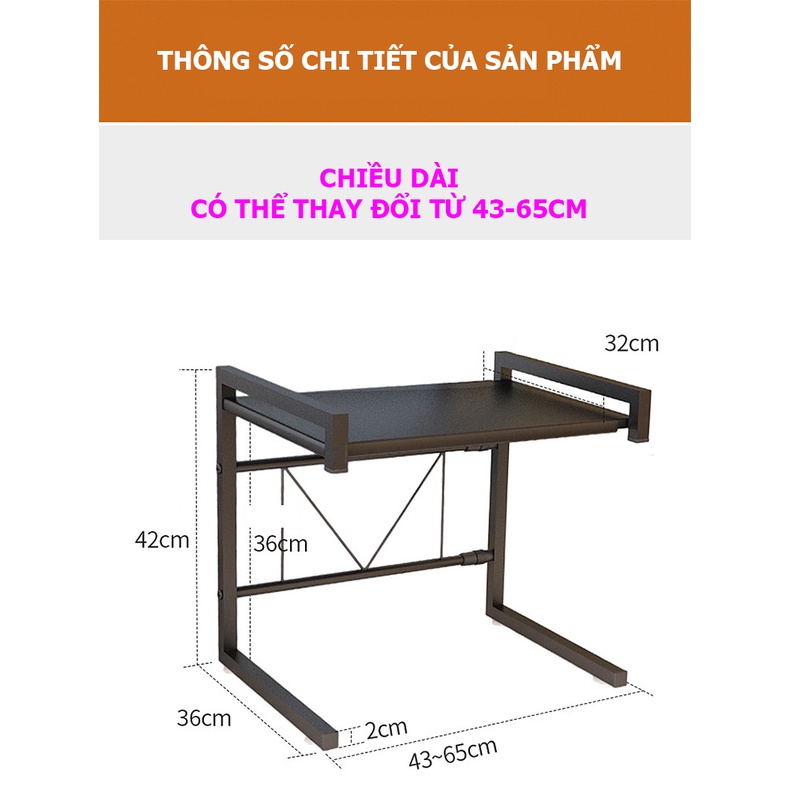 Kệ lò vi sóng để đồ nhà bếp đa năng sơn tĩnh điện có thể co dãn phù hợp nhiều kích thước - KHALIK