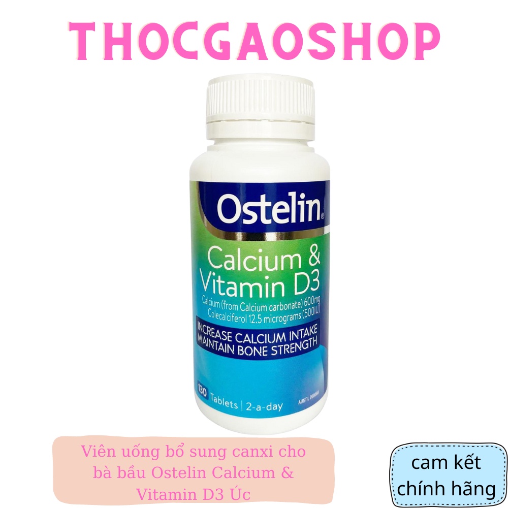 Viên uống bổ sung canxi cho bà bầu Ostelin Calcium & Vitamin D3 Úc lọ 130 viên