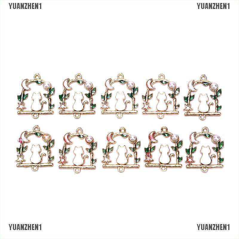 [YUANZHEN1] Set 10 Mặt Dây Chuyền Kim Loại Tráng Men Hình Trăng Sao