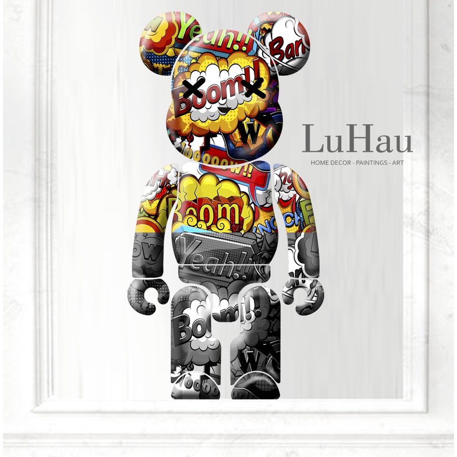 Gấu dán tường B.rick B.ear trang trí quán trà sữa cửa hàng phòng trọ