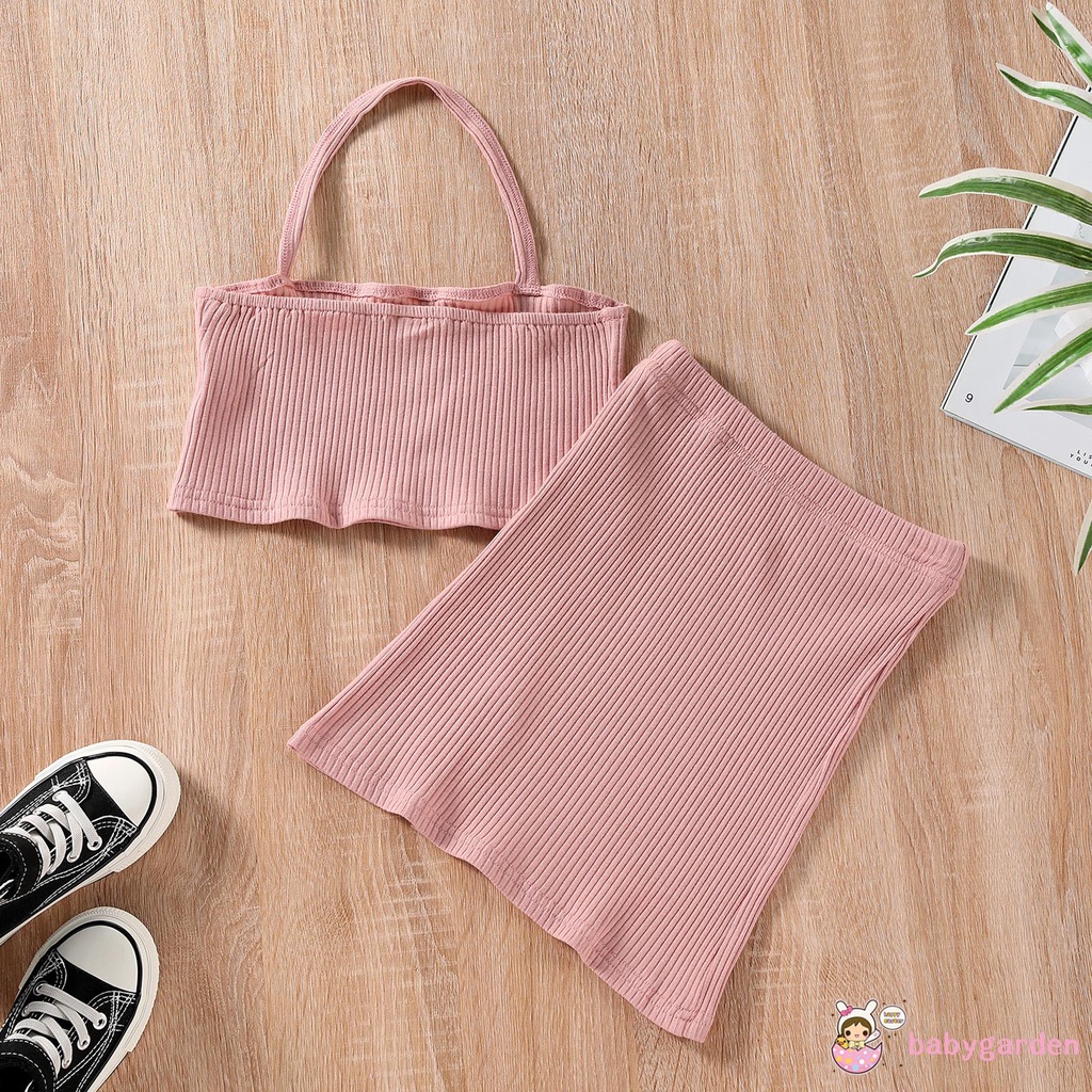 Áo Lửng Không Tay Và Váy Xẻ Tà Hợp Thời Trang Cho Bé Gái Từ 2-7 Tuổi